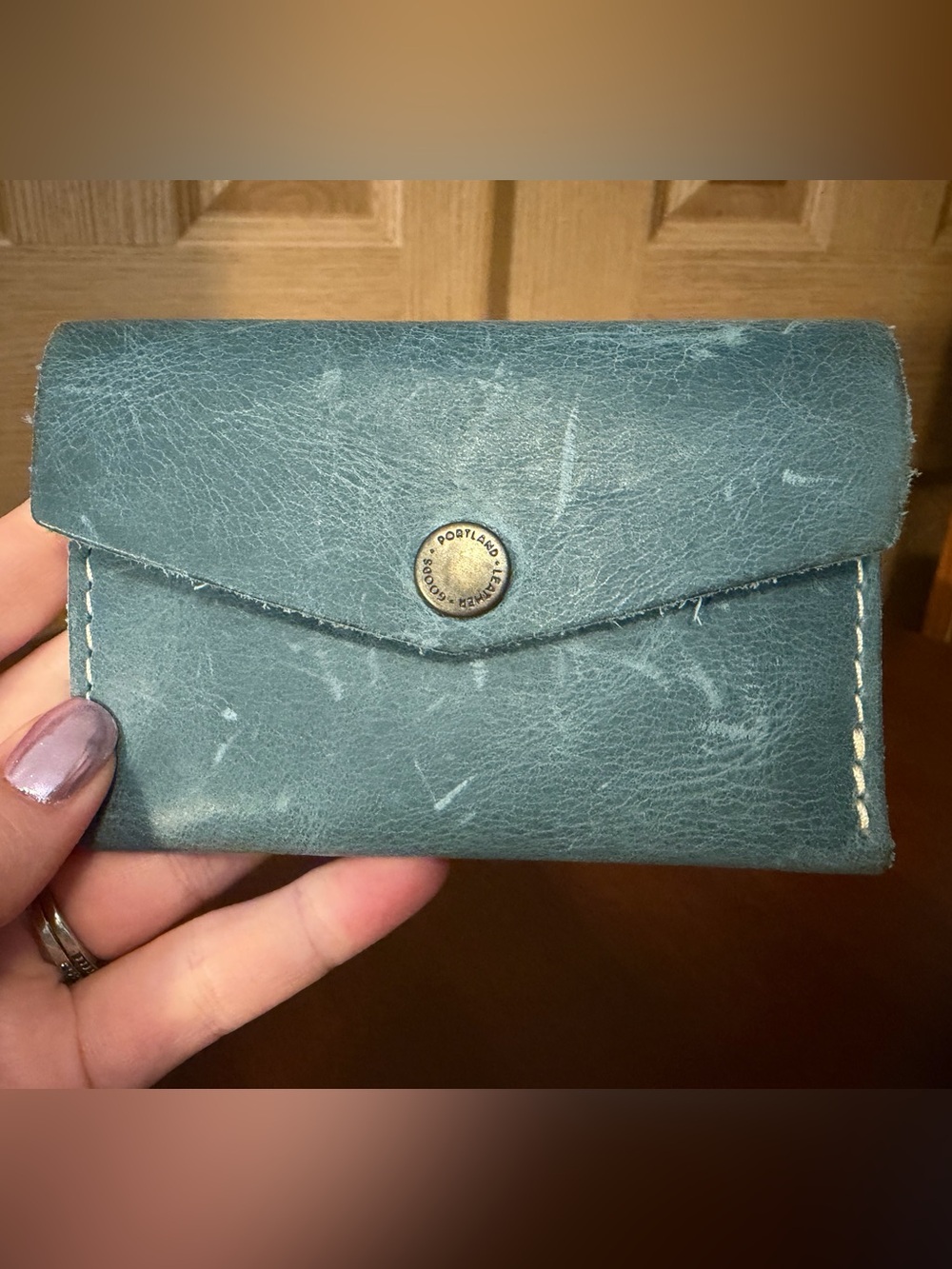 Portland Leather Goods Mini Envelope Wallet in Aqua